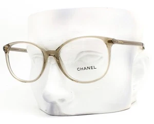Chanel Eyeglasses Glasses 3432 1723 Glossy Transparent Taupe Brown 50mm w/Pouch - Picture 1 of 11