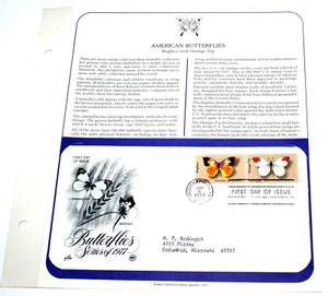 First Day of Issue Souvenir Page Butterflies Dog Face Orange Tip 1977 Stamp - Picture 1 of 2