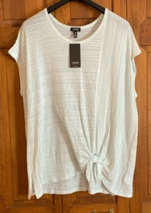 Women's NEW Jones New York Woman S/S Tie Front Peppermint Ivory Blouse - 3X - Picture 1 of 6