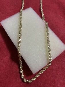 20 Inches 10 kt yellow gold rope chain lobster lock 3mm Super Low