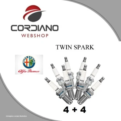 KIT 8 CANDELE ALFA ROMEO ORIGINALI TWIN SPARK 145 146 147 155 156 166 GTV - Immagine 1 di 4