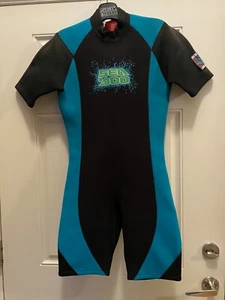 Vintage Sea-doo Shorty Wetsuit Wet Suit Med Teal Black Nice Used Condition RARE - Picture 1 of 8