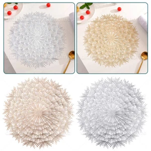4/8/12x Placemats Set Round PVC Place Table Mats Washable Heat Resistant Wedding - Picture 1 of 34