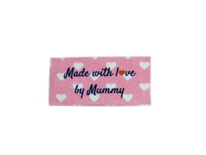 Etiquetas Made with love by Mummy - Coser a todo color - 25x40mm planas - Imagen 1 de 1