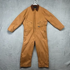 Walls Workwear Insulated Coveralls Mens XL Brown Duck Canvas Quilted Lined Suit - Picture 1 of 23