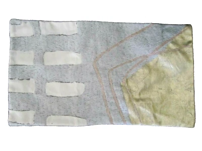 NWT west elm Handcrafted Lumbar Painted Pillow Cover Gold Silver Pink Abstract - Image 1 of 4