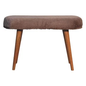 Mocha Faux Fur Fabric Bench - Bild 1 von 9