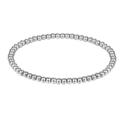 Bracciale a Palline Uomo Donna Sfere Acciaio Inox 4 6 mm Elastico Perle argento - Immagine 1 di 2