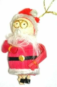 Weihnachten Maishülse schöne handgefertigte Santa Goldrand Gläser Ornament - Bild 1 von 2