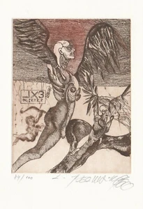 Exlibris - LEO BEDNARIK - For Peter Labuhn - Icarus - 1999 - Signed - Afbeelding 1 van 2