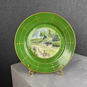 Sevres plate Palace of Versailles park view KA d'apres Granier N11 Service green - Picture 1 of 10