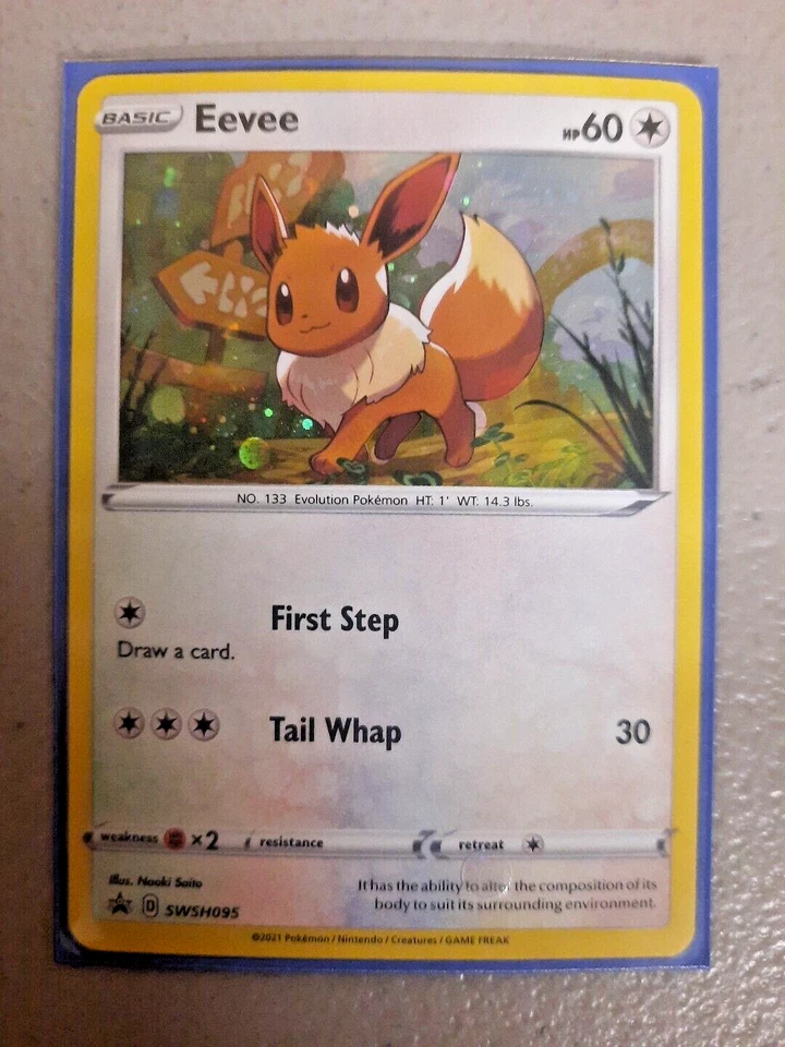 2021 POKEMON TCG EEVEE SWSH095 SWORD & SHIELD BLACK STAR PROMO CARD HOLO - Image 1 of 1