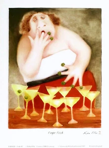 Erika Oller ""Fingerfood"" Humor Diättruhe rot Kunstdruck Sammlerstück - Bild 1 von 2