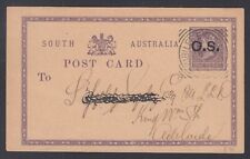South Australia 1884 JUBILEE EXHIBITION Squared Circle OS Postal Stationery Car
