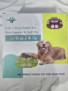 Interaktives Hund Puzzle Spiel Spielzeug 3 in 1 Slow Feeder & Nagelfeile braun/rosa Neu im Karton - Bild 1 von 2