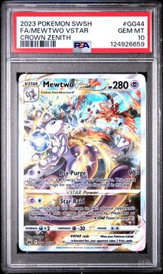 PSA 10 Mewtwo VStar GG44/GG70 Crown Zenith Alternate Art Pokemon Card FA 2023 - Image 1 of 2