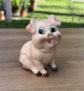 Vtg Josef Originals Pig Piggy Smiling Laughing Ceramic Figure Glazed - Picture 1 of 12