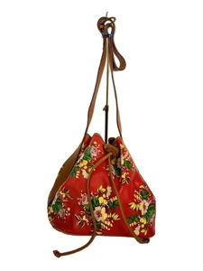KENZO Shoulder Bag Leather RED Floral Pattern - Picture 1 of 9