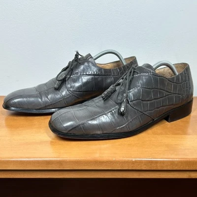 Туфли мужские Florsheim Barletta 10,5 D серые крокодил аллигатор тисненые - Изображение 1 из 4