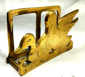 Vintage Solid Brass Ducks Mallard Napkin / Letter Holder - Picture 1 of 11