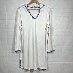 LL Bean Hooded Terry Cloth Swimsuit Beach Cover-Up Womens Size XL White - Picture 1 of 12