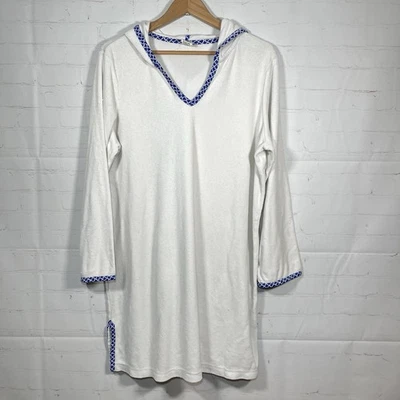 Traje de baño LL Bean de tela de felpa con capucha para mujer talla XL blanco Foto 1 de 4
