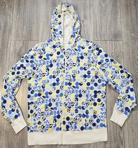 No Boundaries Junior Damen Hoodie Reißverschluss vorne weiß blau gelb Blumenmuster Gr. Small - Bild 1 von 5