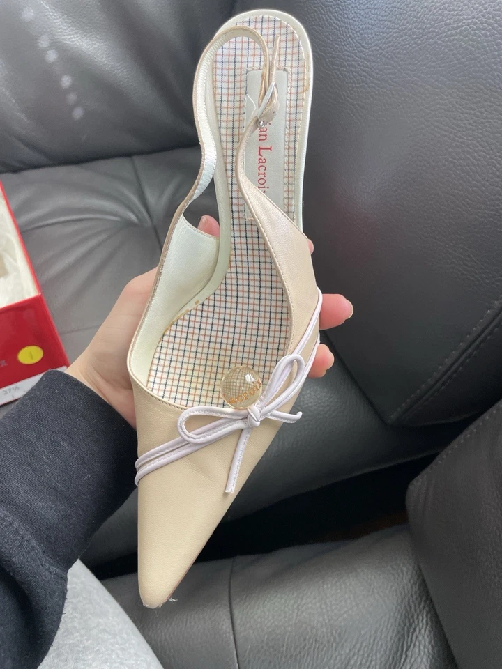 Christian Lacroix Vintage Tacón de Madera Eslinga Trasera Talla 37.5 Foto 1 de 4