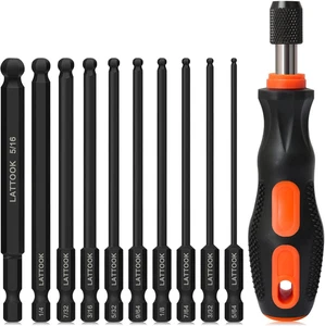 Ball End Hex Head Allen Wrench Drill Bit Set, 12PCS Metric Ball End Hex Bit Set - Picture 1 of 12