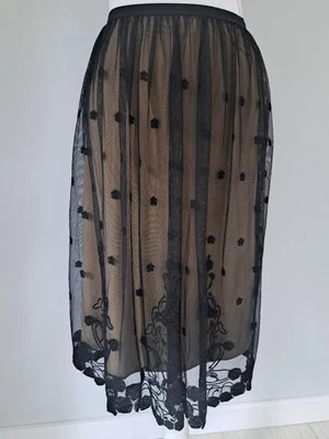 NWT Studio M Sz L/2/14 Floral Mesh Embroidered Lace Overlay Skirt Orig Price $99 - Image 1 of 4