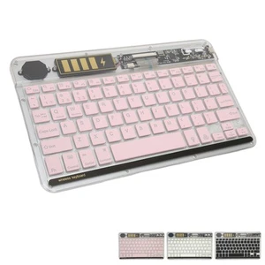 10in Transparent Wireless BT Keyboard Multi Device Connect Backlight Ultra Th FY - Bild 1 von 33