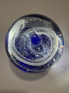 4" Kugelwirbel Kugel Kobaltblau Kontrollierte Blase Briefbeschwerer. Wunderschön! - Bild 1 von 8