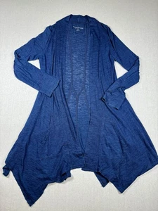 Soft Surroundings Waterfall Duster Women XS Blue 100% Cotton Boho Sweater Pocket - Picture 1 of 12