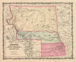 1862 Johnson's Nebraska, Dakota, Colorado, & Kansas - Picture 1 of 1