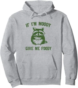 Funny Raccoon If I'm Moody Give Me Foody Pullover Hoodie - Picture 1 of 5