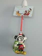 Disney Store Sketchbook Ornament Collection Glass 2015 Santa hat Mickey Mouse