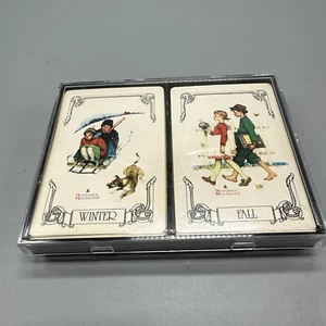 Norman Rockwell Playing Cards 2 Decks Seasons Fall Winter EUC - Picture 1 of 5