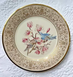 LOVELY SPRINGTIME Collectible Lenox 1972 MOUNTAIN BLUEBIRDS Bird Plate w/Box - Picture 1 of 4