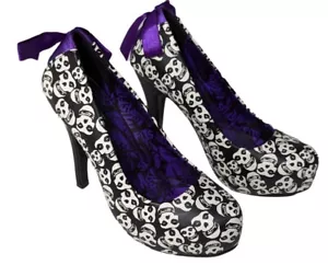 Iron Fist X MISFITS Fiend Club Calavera Tacones Rock Punk Gótico Mujer Talla 6 - Imagen 1 de 9