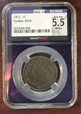 1812 Large Date Classic Head Large Cent NGC VF 25 Purple Core NGCX 5.5 - Image 1 of 4