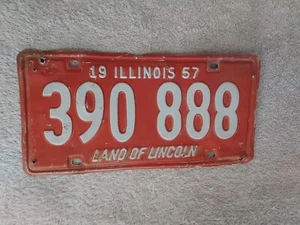 1957 ILLINOIS LICENSE PLATE # 390 888 - Picture 1 of 6