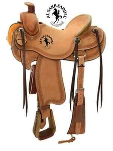 Silla de montar para caballos Western Rough Out tallada a mano con juego de tachuelas envío gratuito - Imagen 1 de 5