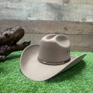 Herren Beige Kunstfilz Western Cowboy Hut Taco Form Texana Vaquero Sinaloa Beige - Bild 1 von 6