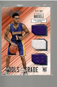 DEANGELO RUSSEL ROOKIE TRIPLE JERSEY 52/99 2015 16 PANINI ABSOLUTE BASKETBALL - Picture 1 of 2