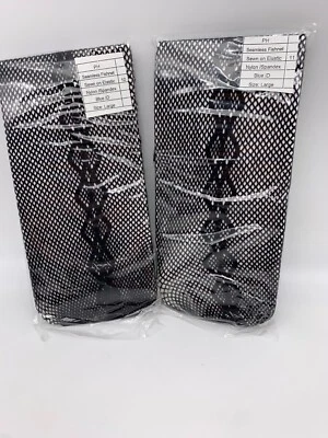 2 p Medias de Rejilla Caladas Rayas Laterales - Transparentes a la Cintura - GRANDES - Muestras Negras Foto 1 de 2