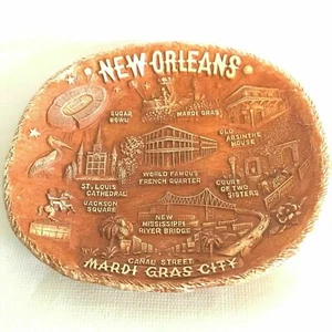 Vintage New Orleans Mardi Gras City Plate Pressed Wood Made in USA HH Tammen Co - Imagen 1 de 9