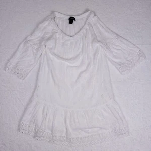 Karen Kane Boho Peasant Dress White Eyelet Lace Flowy Cottagecore Womens Small - Picture 1 of 11