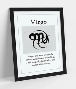 VIRGO STAR SIGN ZODIAC ASTOLOGY QUOTE SLOGAN -FRAMED WALL ART PICTURE PRINT - Picture 1 of 10