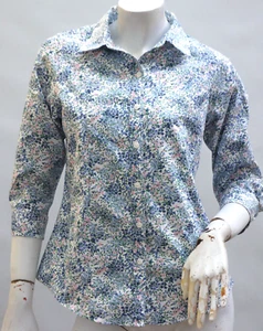Ditsy Floral Print LL Bean Blouse Wildflower Print Button Down Shirt - Picture 1 of 6