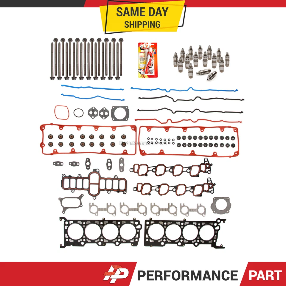 Juego de juntas de culata pernos elevadores aptos 02-11 Ford Victoria Crown Lincoln Mercury 4.6 Foto 1 de 4